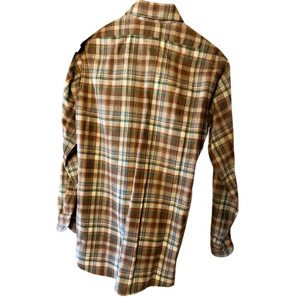 Pendleton Wool Board Shirt Men’s M Plaid Brown Blue 
60s–70s Made in USA - Picture 8 of 10